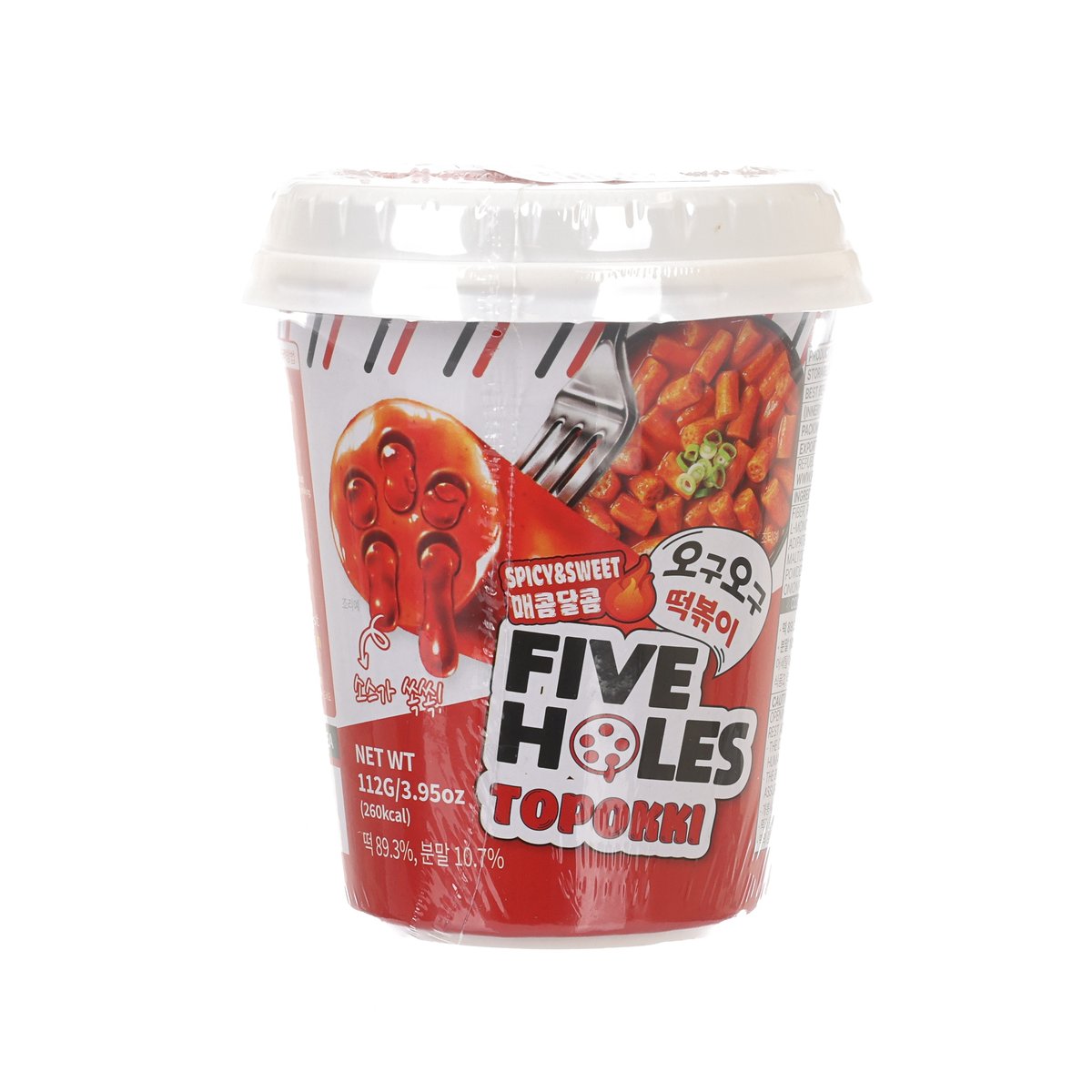 FIVE HOLES topokki cup with sweet and spicy red sauce, 112g