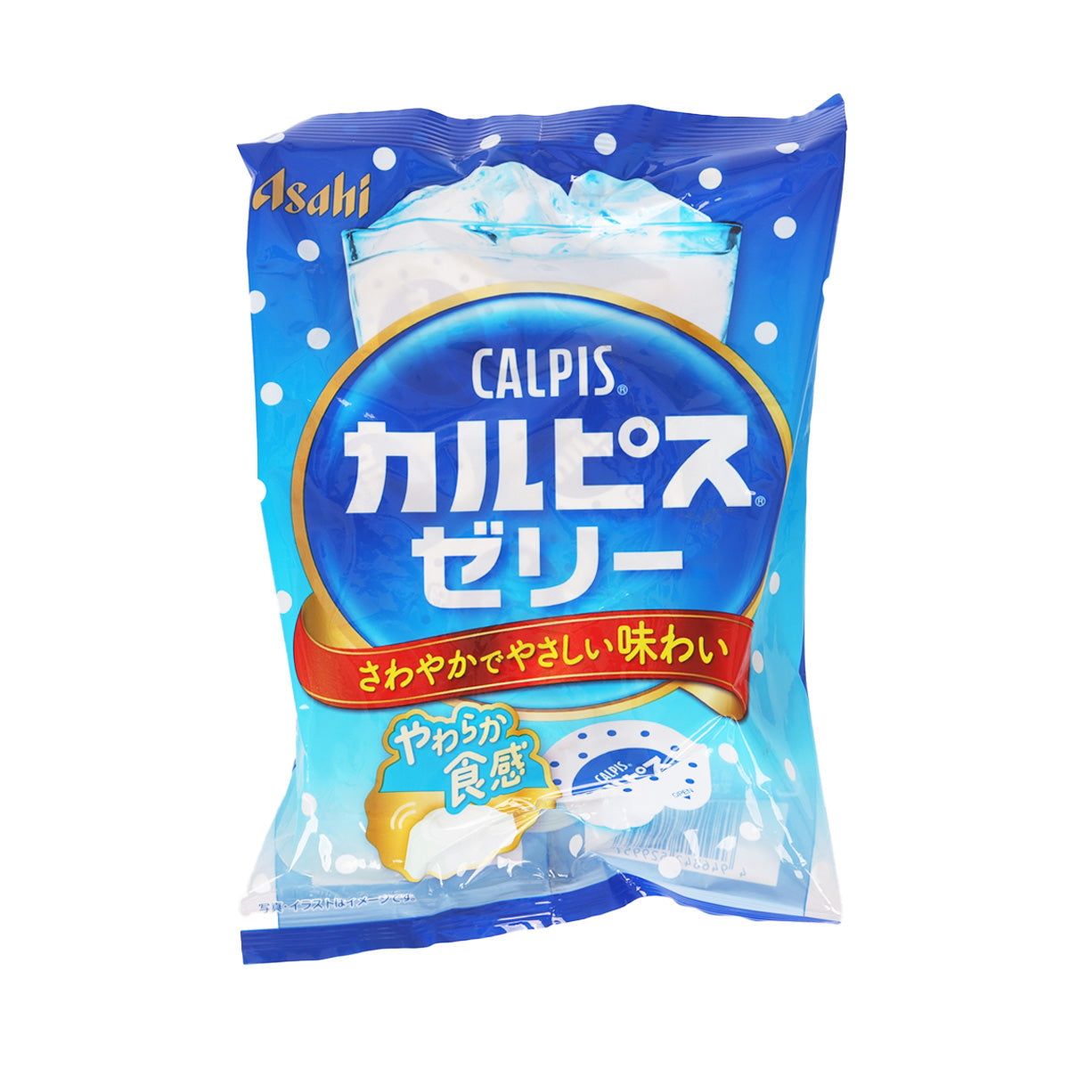 ASAHI Calpis jelly 210g pouch, blue front with Calpis logo and flavor text