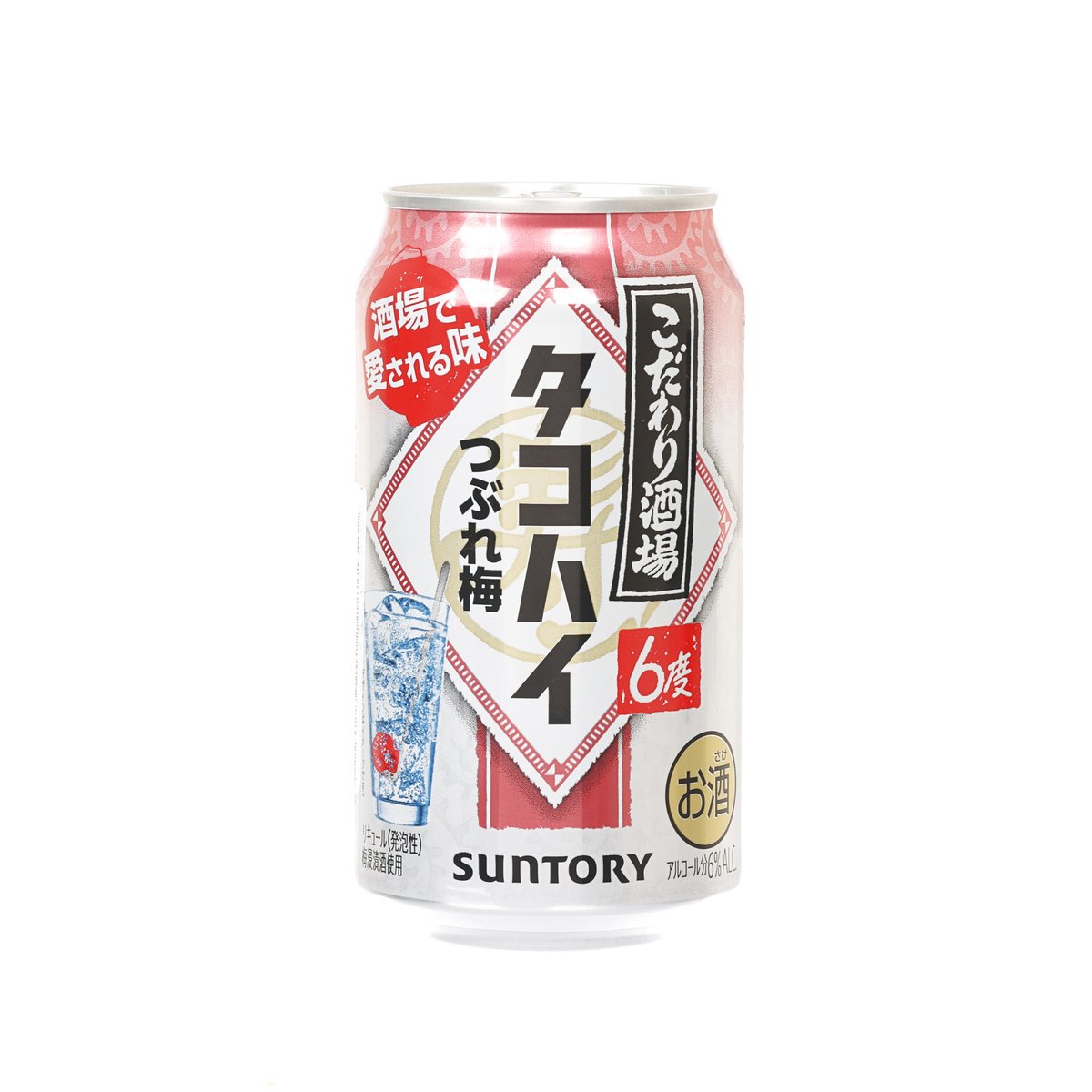SUNTORY Takohai Chu-Hi can with red and white label, Japanese text and logo