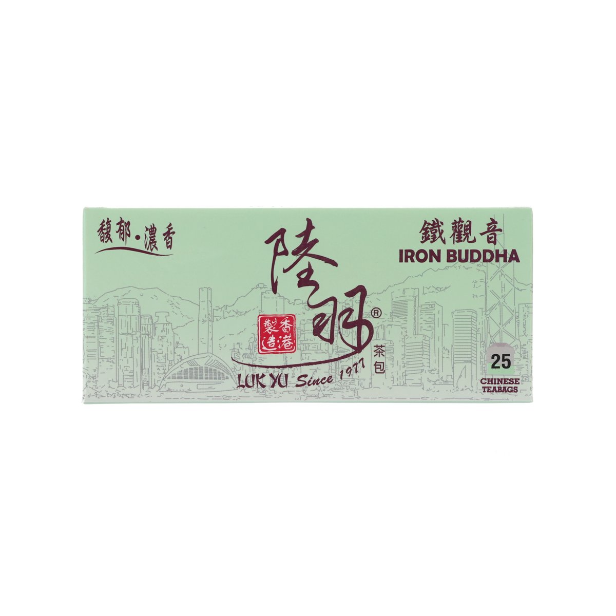 LUKYU Iron Buddha teabags box, mint green pack with 25 tea bags.