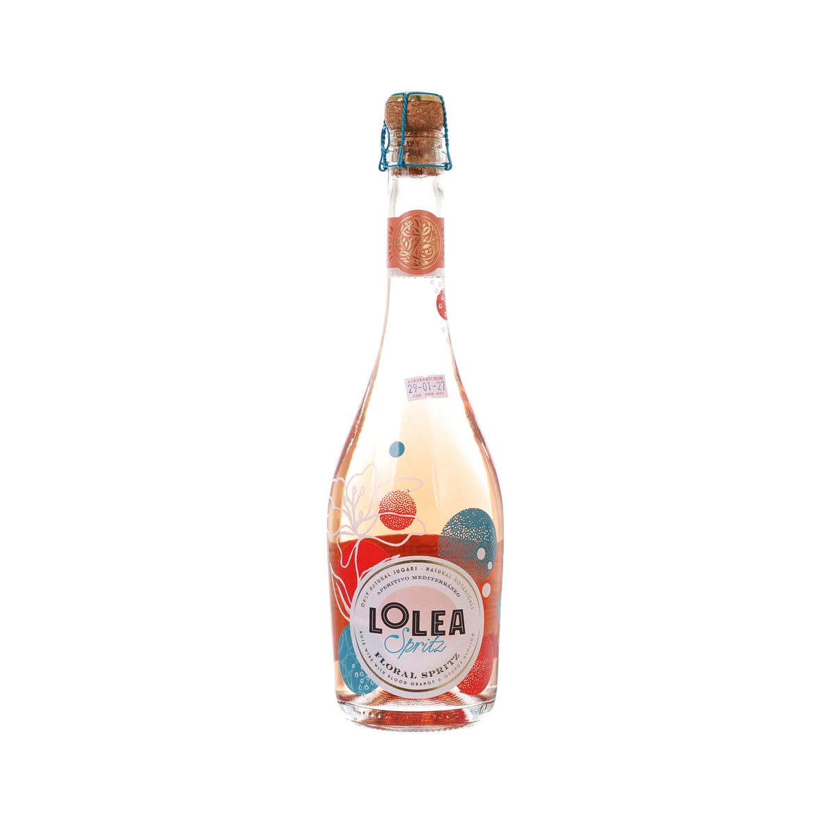 LOLEA floral spritz bottle with rose wine label and orange blossom graphic