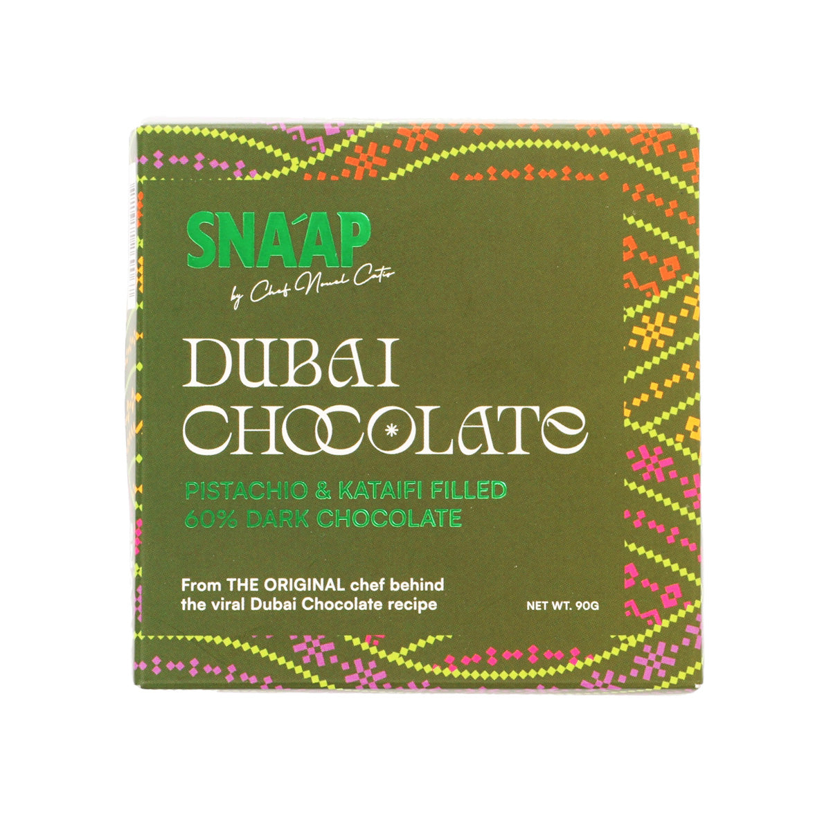 SNAAP Dubai Chocolate box, pistachio and kataifi filled dark chocolate, 90g