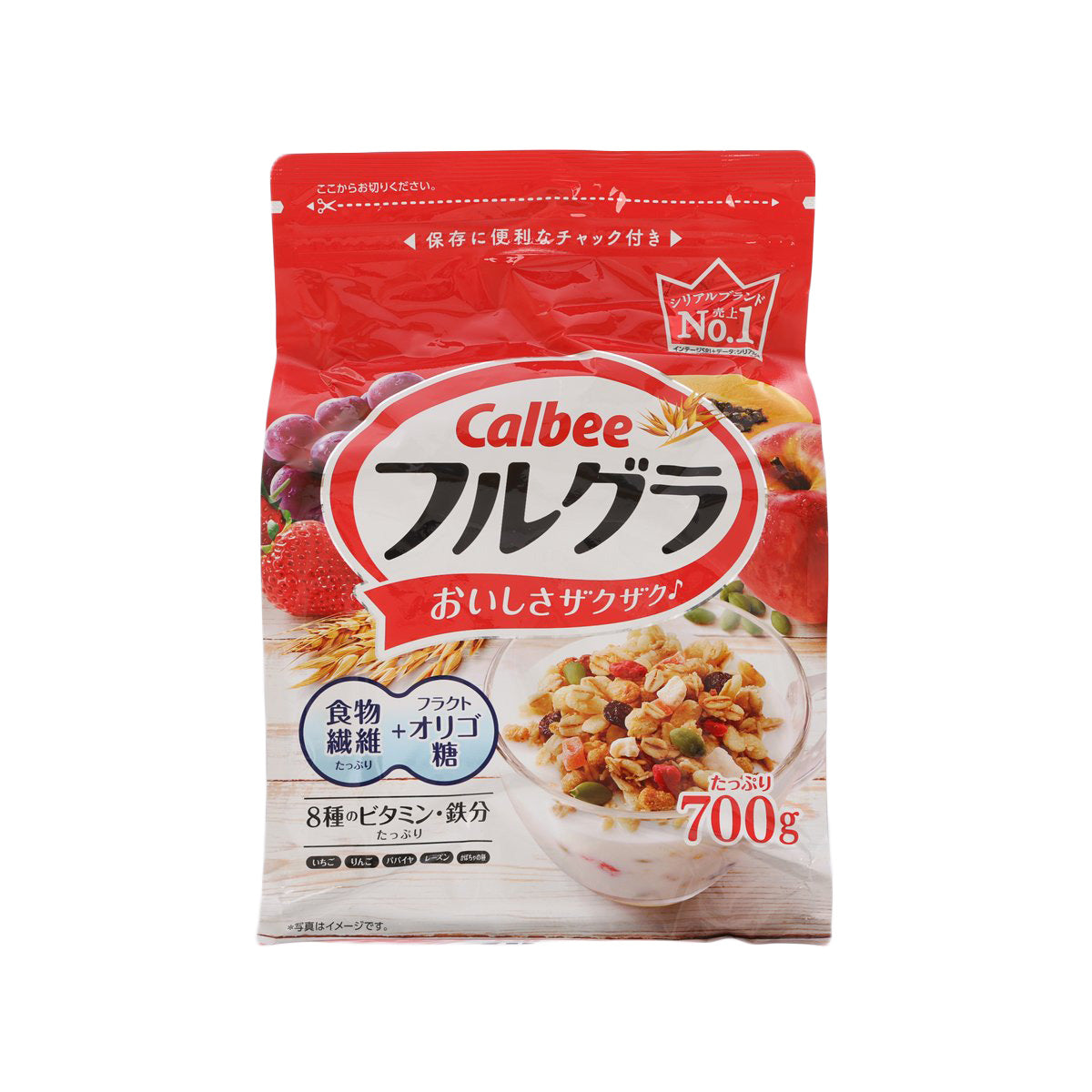 Calbee granola cereal pouch, red package with 700g front label