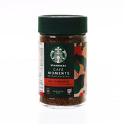 Starbucks Cafe Moments smooth instant coffee jar with dark green lid and brown contents