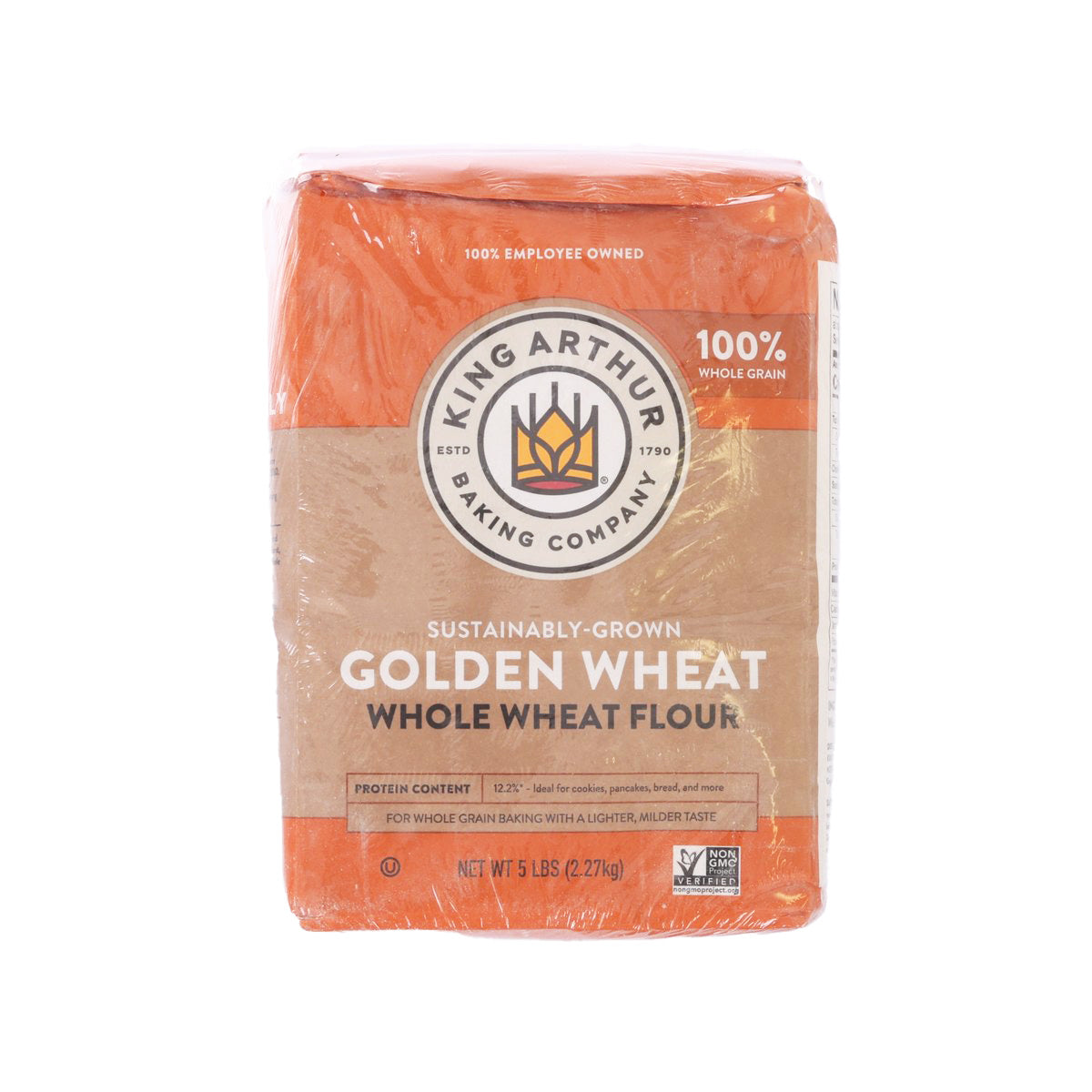 KING ARTHUR whole wheat flour bag, golden whole wheat, 2.27 kg, front label