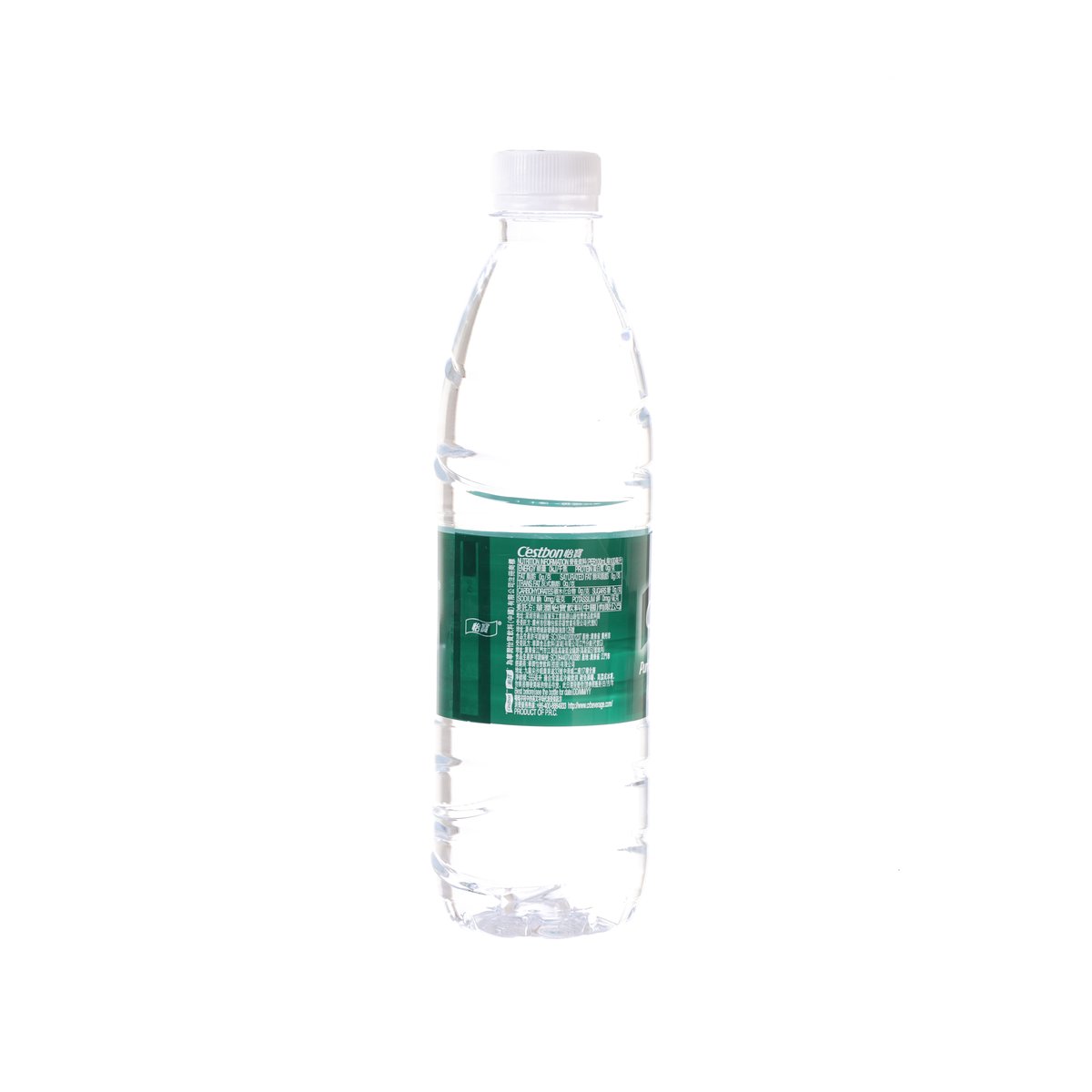 C'ESTBON 555 mL purified water bottle, green label side view