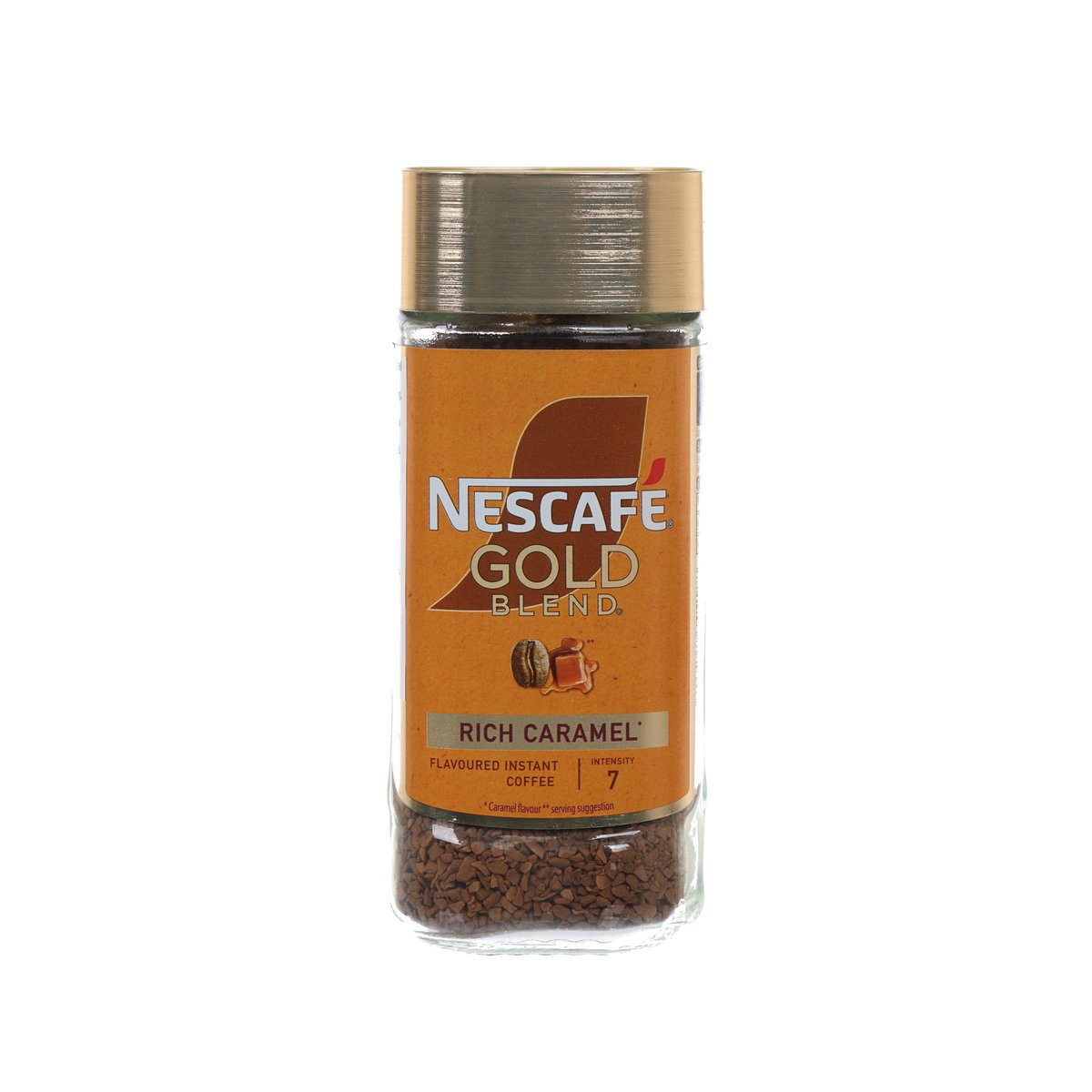 NESCAFE Gold Blend instant coffee jar with rich caramel flavor, 95g