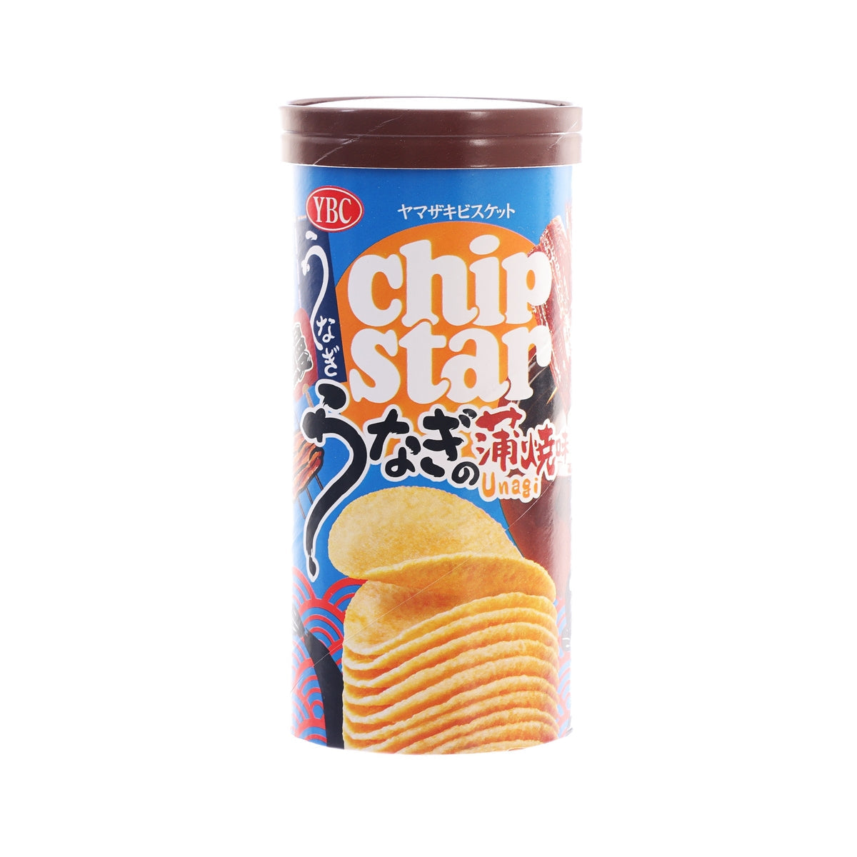 YBC Chip Star potato chips container with sliced chips, kabayaki eel flavor, 45g