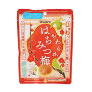KANRO dried honey plum pouch, red package with plum-and-honey illustrations