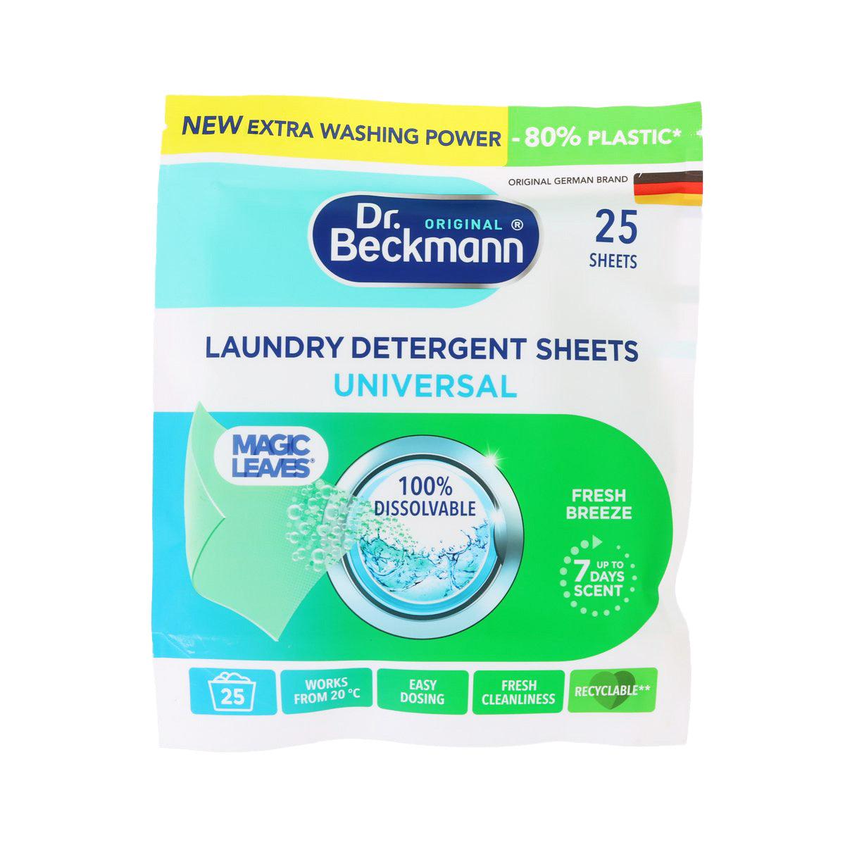 Universal laundry detergent sheets pouch, 25-count, fresh breeze scent