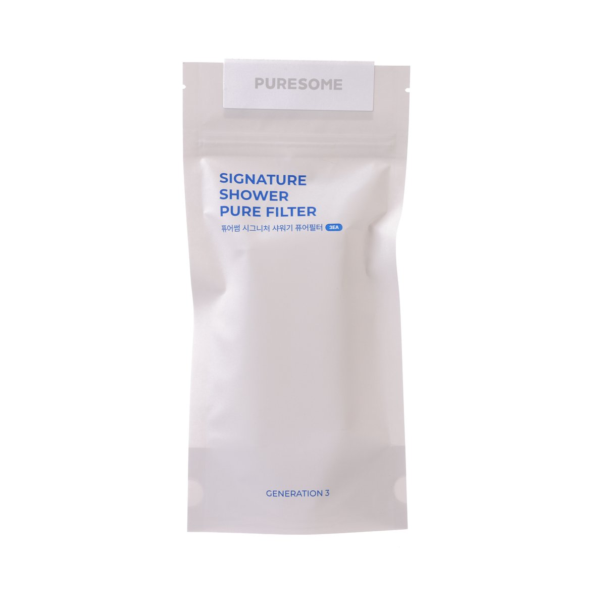 White shower filter replacement pouch with Signature Pure Filter label
