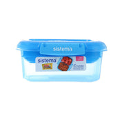 SISTEMA rectangle food container, 1L, clear body with blue locking lid