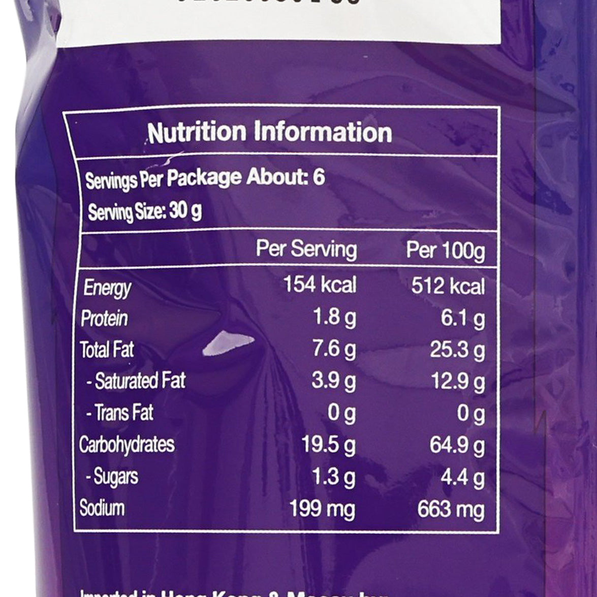 Nutrition information panel for Doritos garlic steak flavored corn chips
