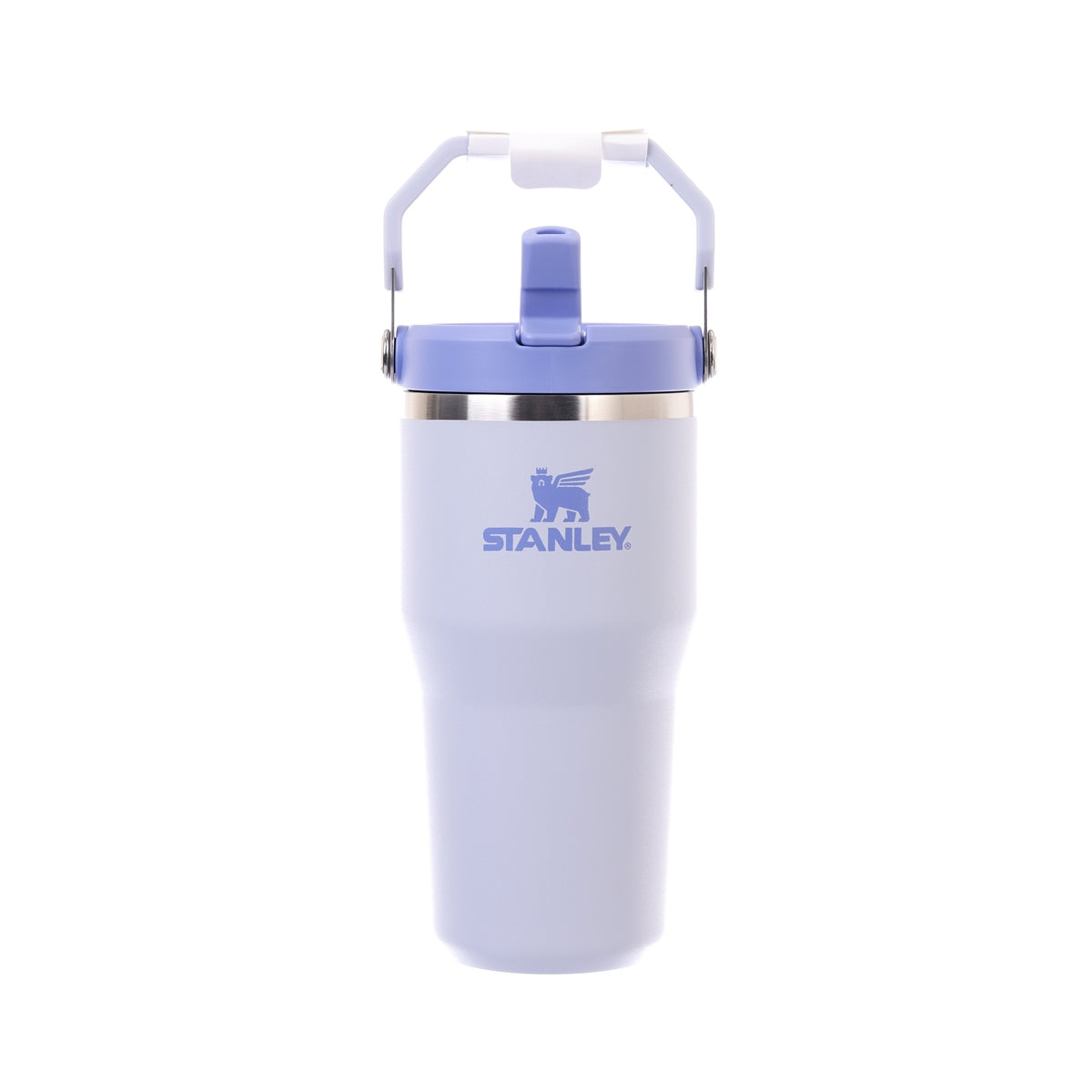 20oz STANLEY IceFlow flip straw tumbler, light purple with blue lid and straw
