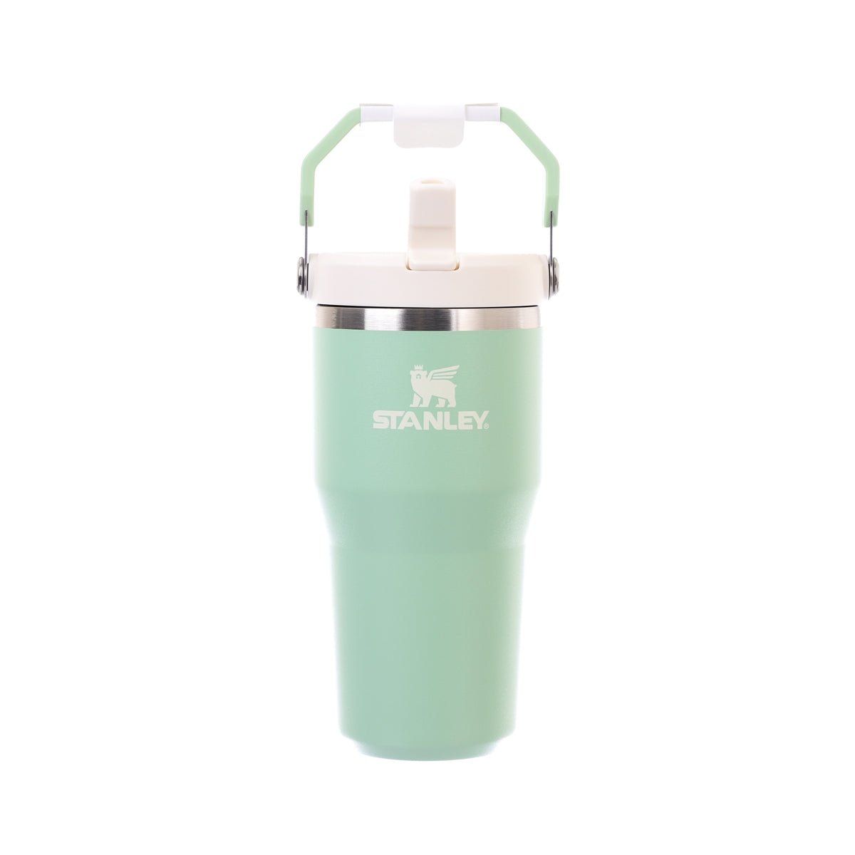 STANLEY IceFlow 20oz flip-straw tumbler, pistachio green with handle