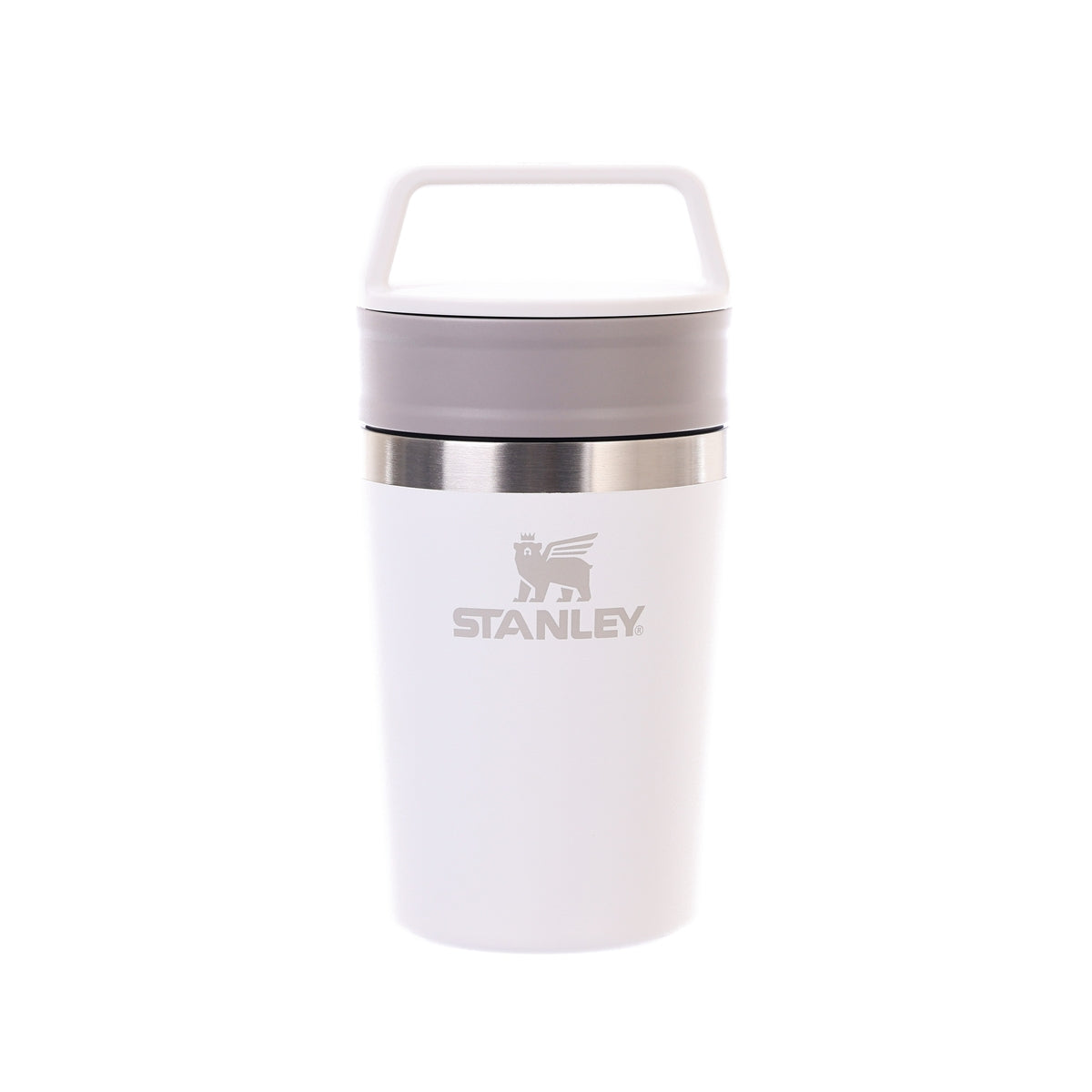8oz insulated to-go mug, frosted white with lid and STANLEY logo
