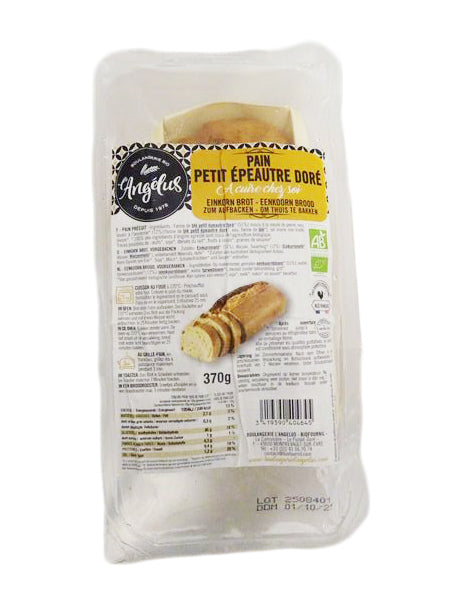 CH. Angelus organic einkorn bread loaf, 370g packaged in clear tray