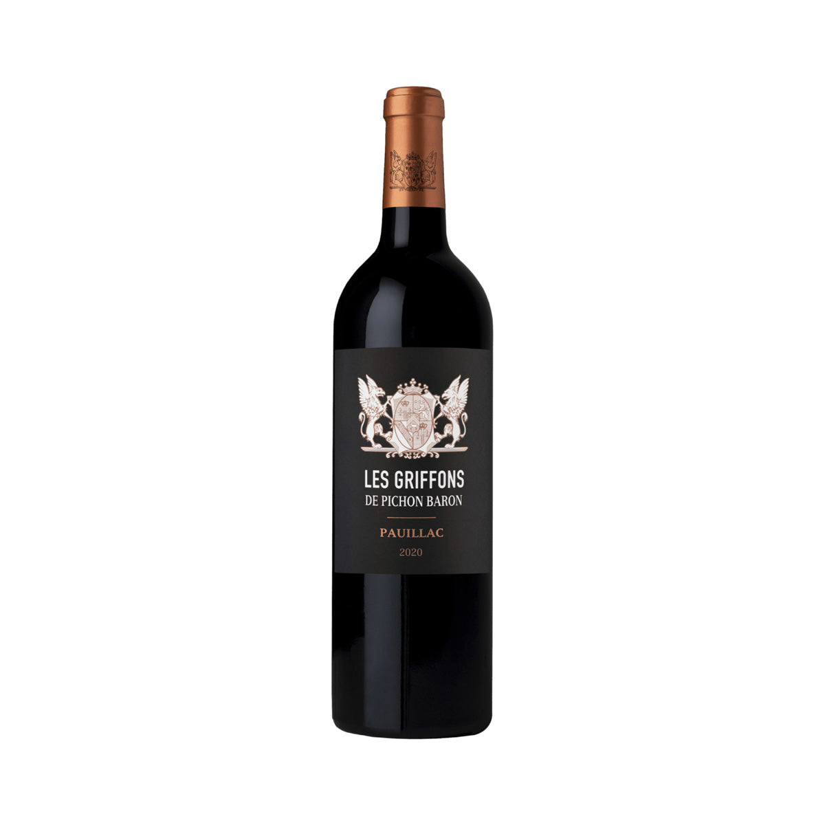 CH PICHON BARON Les Griffons de Pichon Baron 2020 red wine bottle with gold crest label
