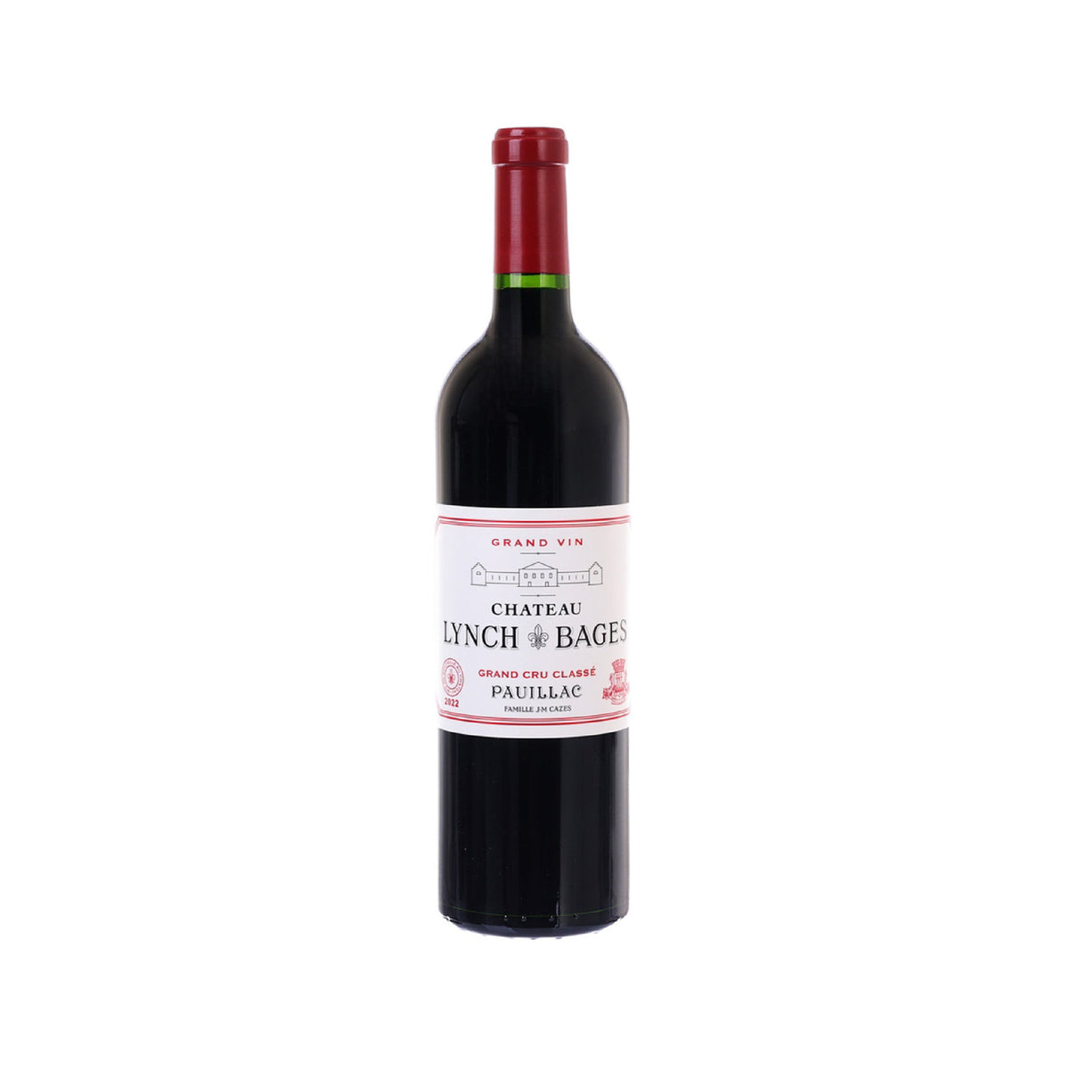 Bottle of CH Lynch Bages Pauillac 2022 red wine, 750mL