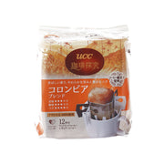 UCC drip coffee blend pouch, 12-count pack with white and orange design
