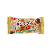 Wrapped snack bar in brown and gold package with colorful label graphics