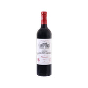 Burgundy wine bottle with red foil cap and label, Pauillac 2021, 750 mL