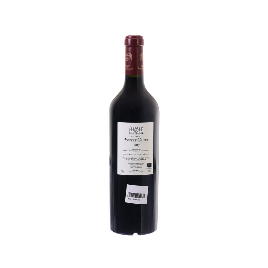 CH PONTET CANET Pauillac 2017 wine bottle back label with barcode