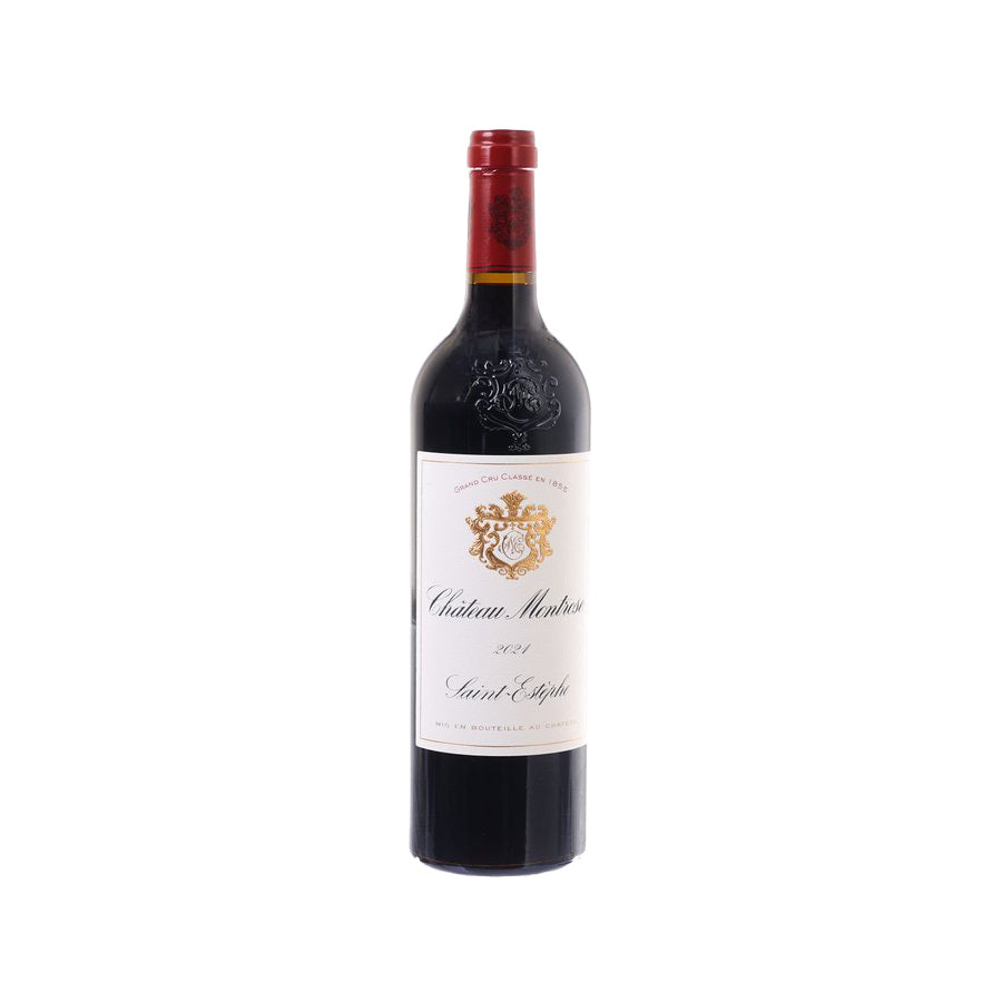 Red wine bottle with front label and red capsule top