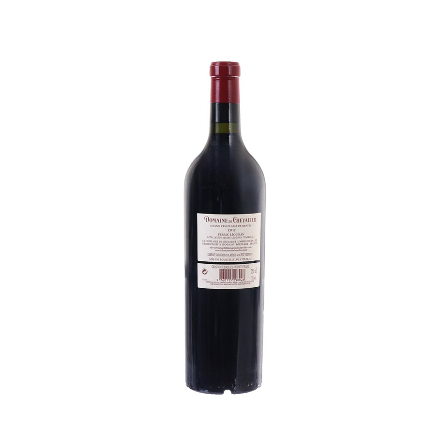 Wine bottle with red foil neck and back label with barcode