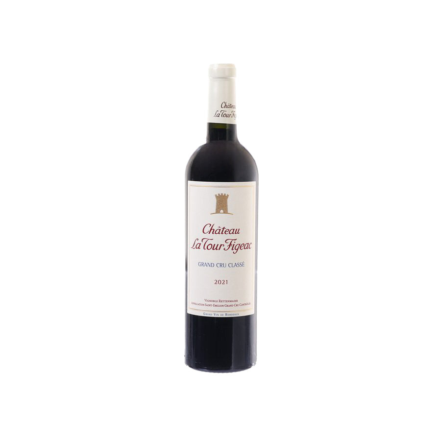 Chateau La Tour Figeac 2021 wine bottle, front label in cream and gold
