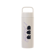 0.5L stainless steel vacuum mug, white, with carry handle and black silhouette design