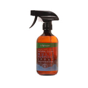 Multi-purpose cleaning spray bottle with black trigger, amber liquid, 480 mL