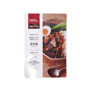 Braised pork rice topping pouch, front label with dish photo and spoon
