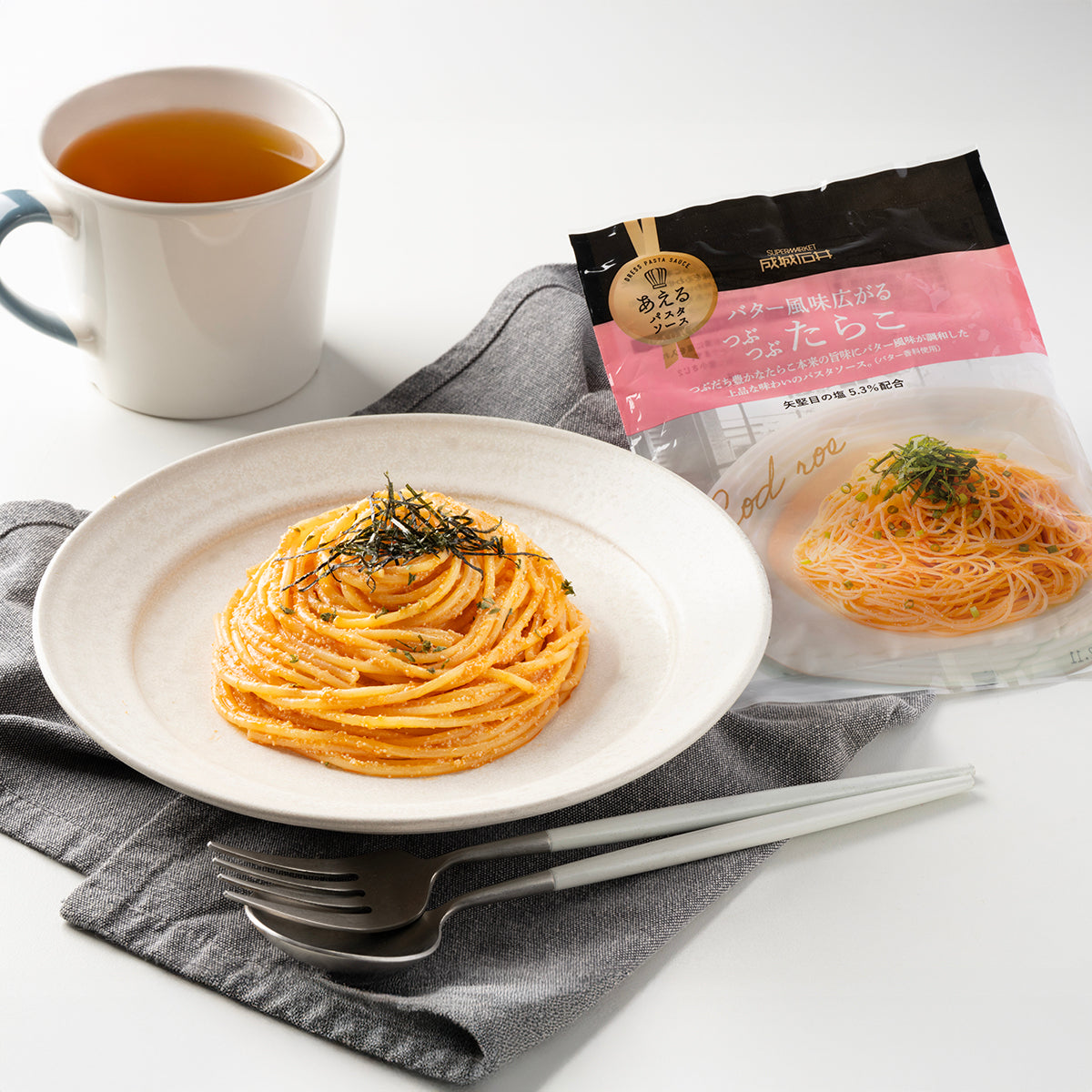 Butter pollock roe pasta sauce with spaghetti and sealed sauce packet, 5 x 23g