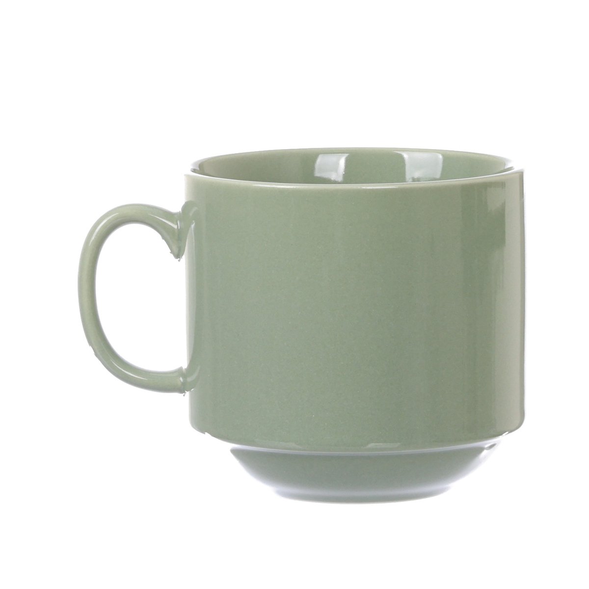 Sage ceramic mug with glossy finish and side handle