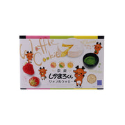 Chocolate cream cookie assortment box with cartoon characters, front view