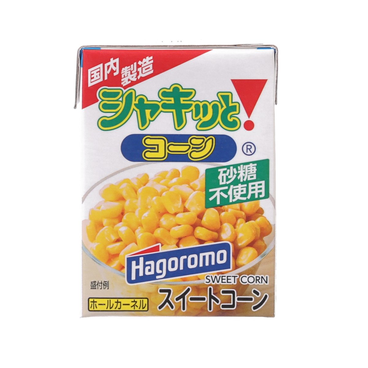 HAGOROMO sweet corn box, no sugar added, 190g, with corn kernels on front