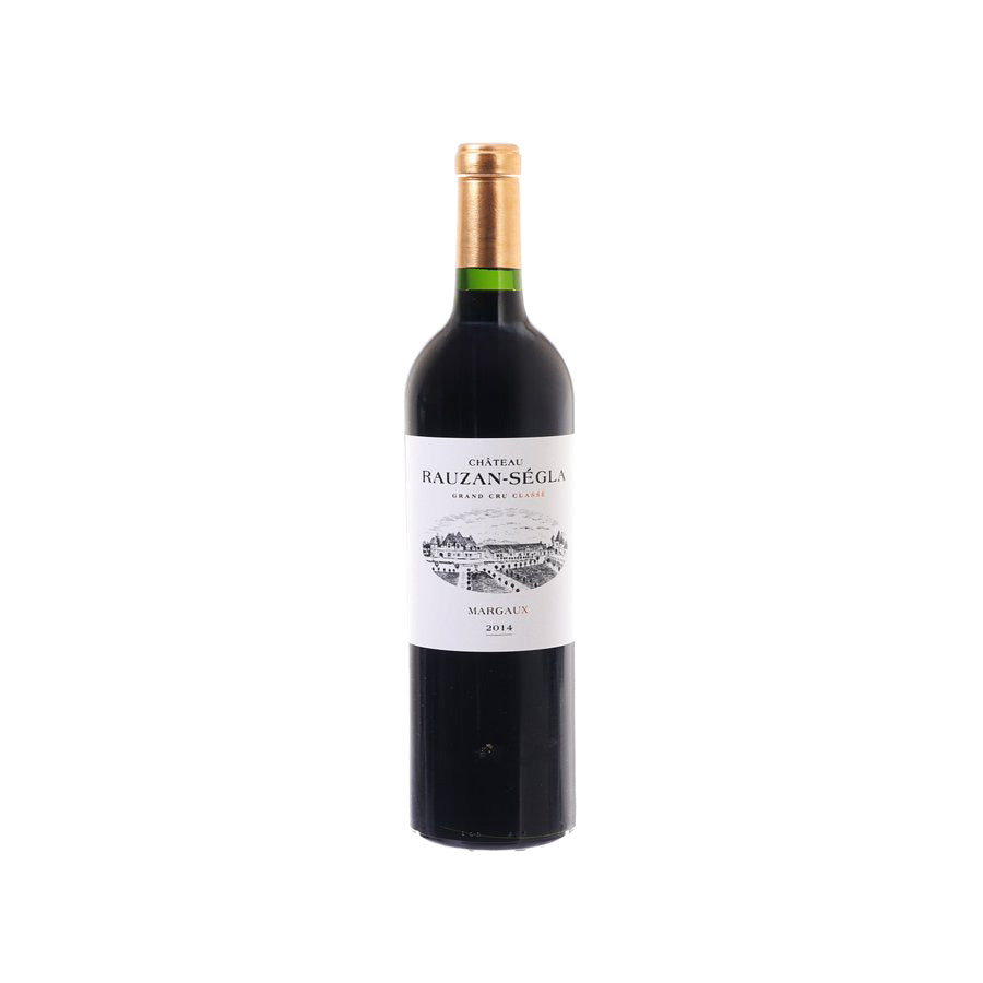 Margaux wine bottle by CH RAUZAN SEGLA, front label, green glass, cork top