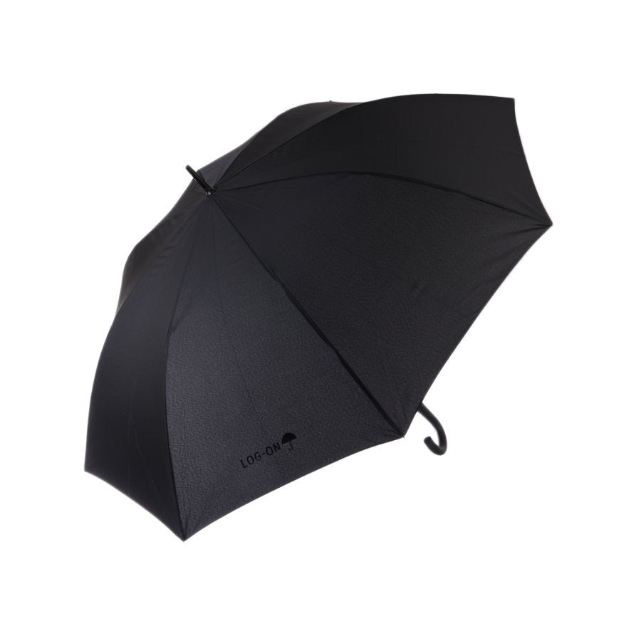 LOG-ON 27-inch golf umbrella, black, closed with carry strap