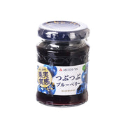 MEIDIYA blueberry jam jar with dark berry filling and blue label, clear lid.