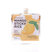 Mango sticky rice gin coffee bottle, illustrated mango label and white cap