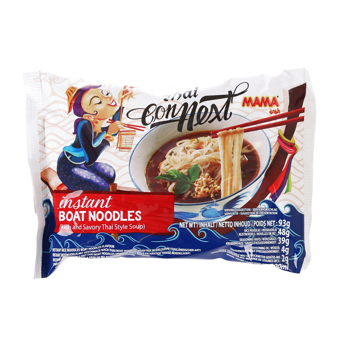 MAMA instant boat noodle soup mix packet, Thai Connext design, 93 g