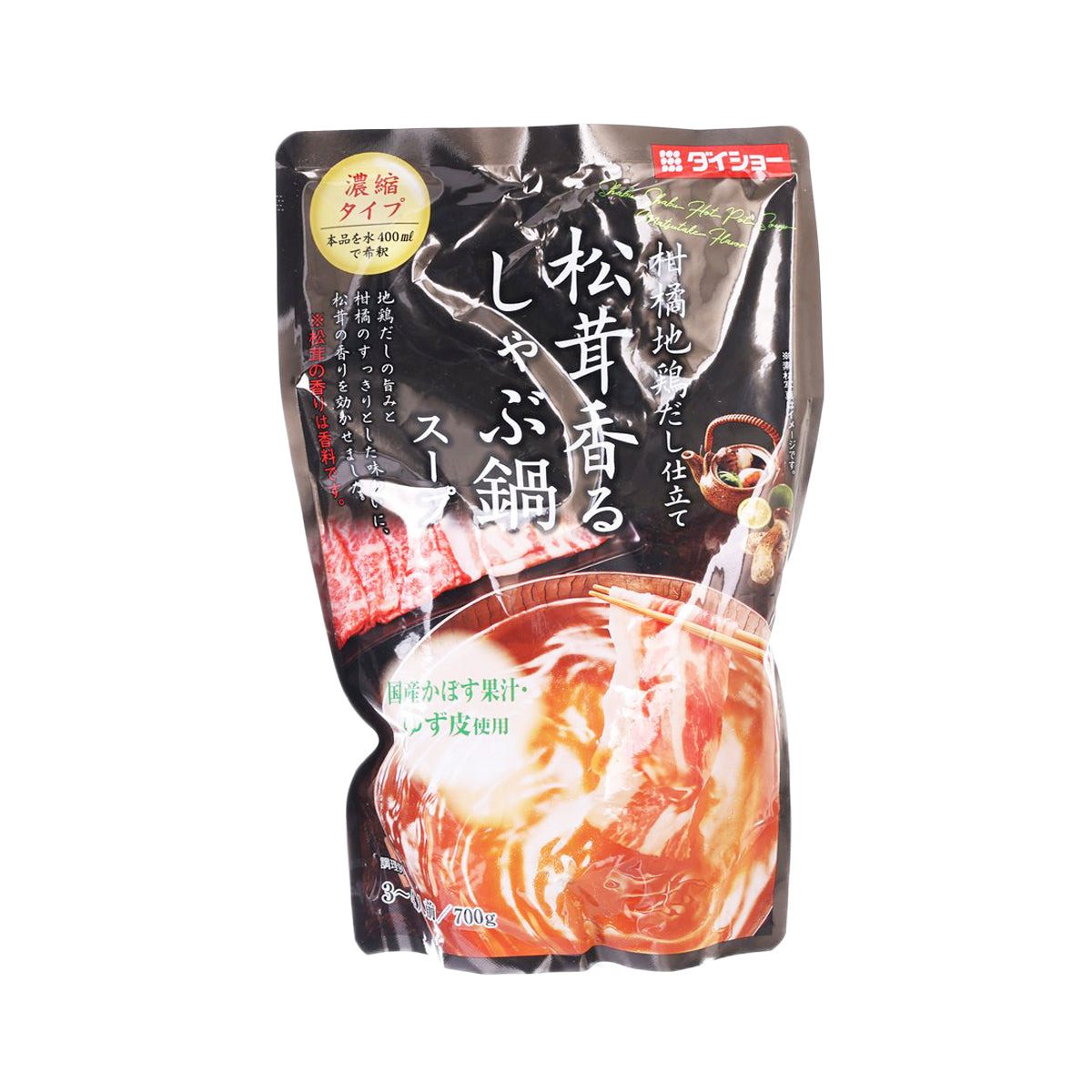 DAISHO shabu-shabu soup concentrate pouch with chicken and citrus-mushroom flavor, 700g
