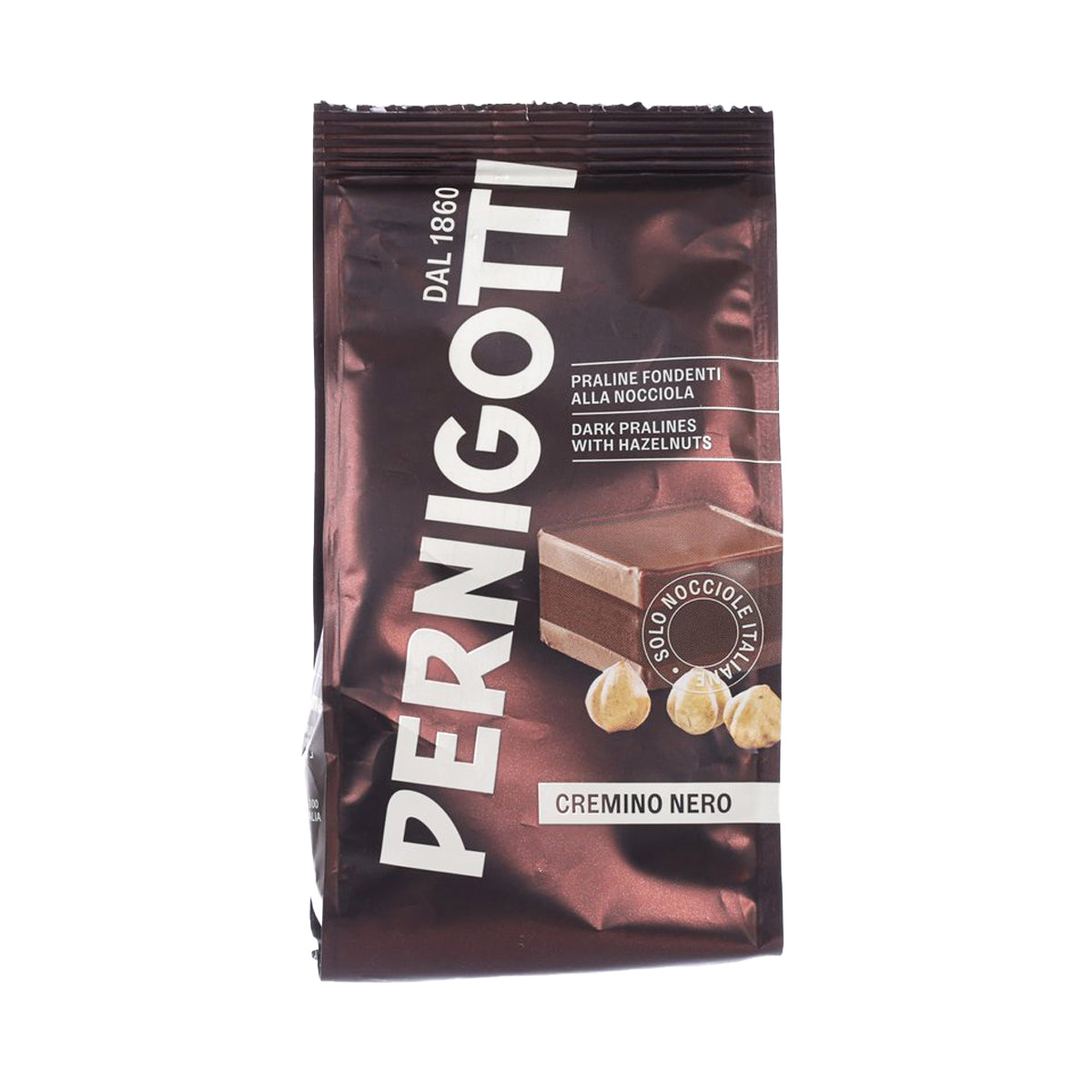 Dark cremino praline chocolate pouch with hazelnuts, 140 g