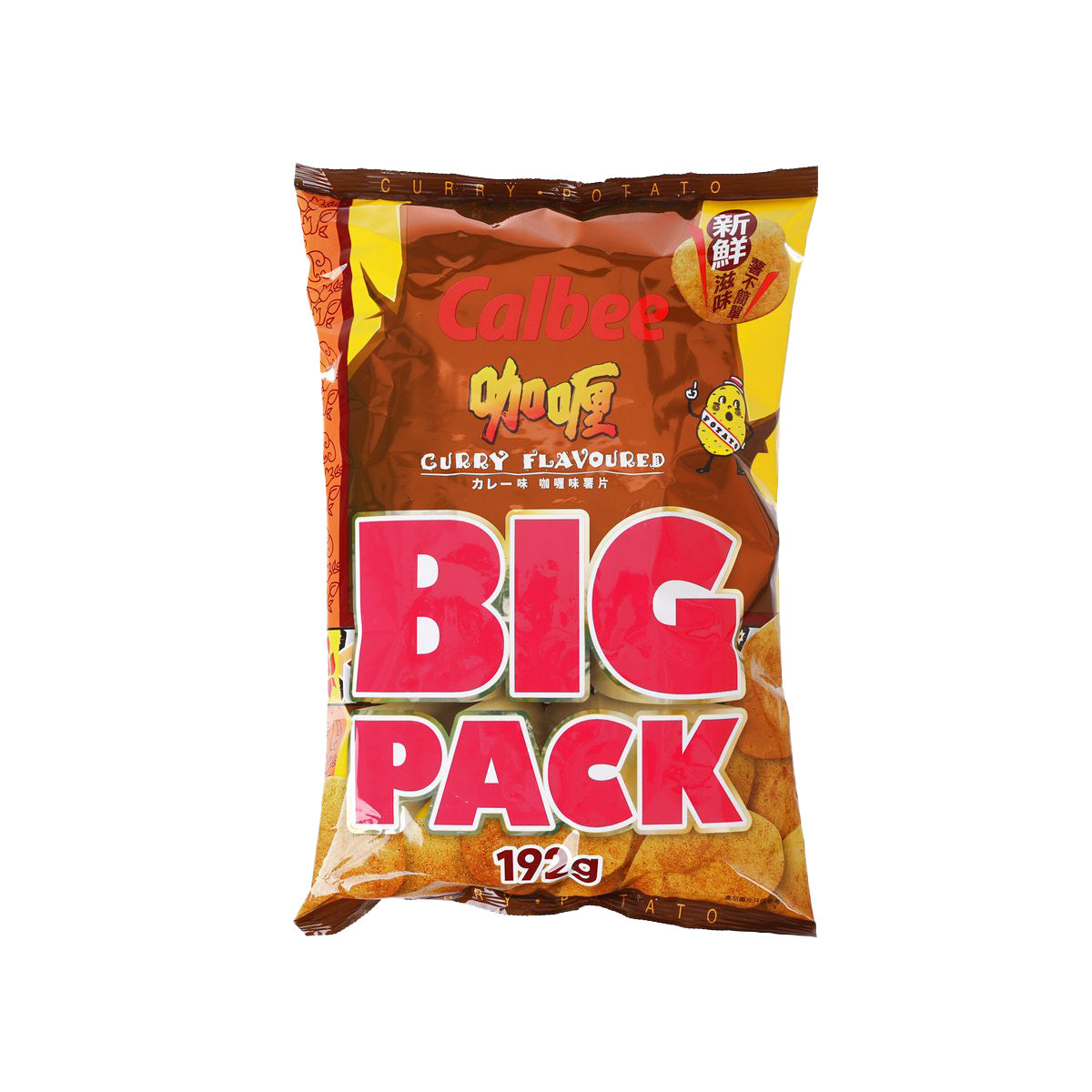 CALBEE curry-flavored potato chips big pack, 192 g bag front view