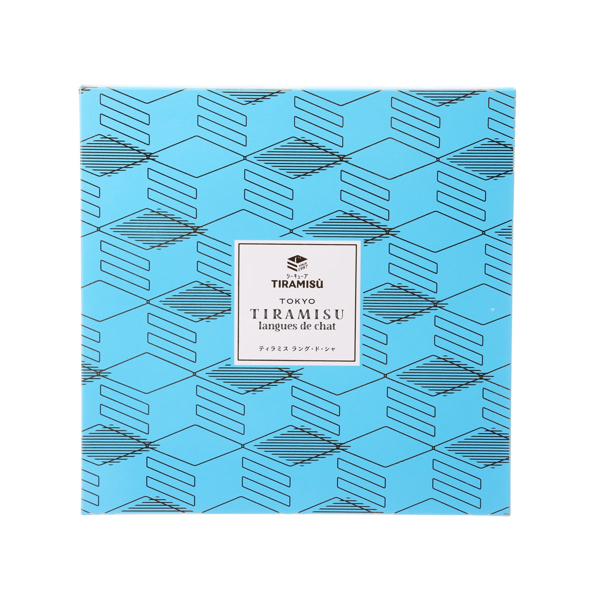 SUZETTE langue de chat cookie box, blue with Tiramisu label, 12 pcs