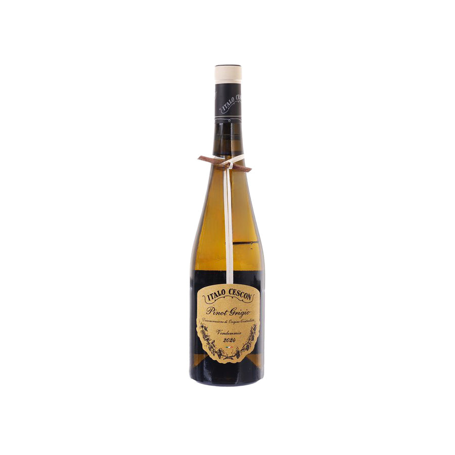 ITALO CESCON Pinot Grigio wine bottle with front label, 750 mL glass