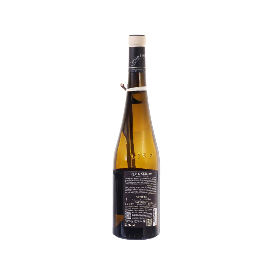 ITALO CESCON Sauvignon Blanc 2024 wine bottle with back label