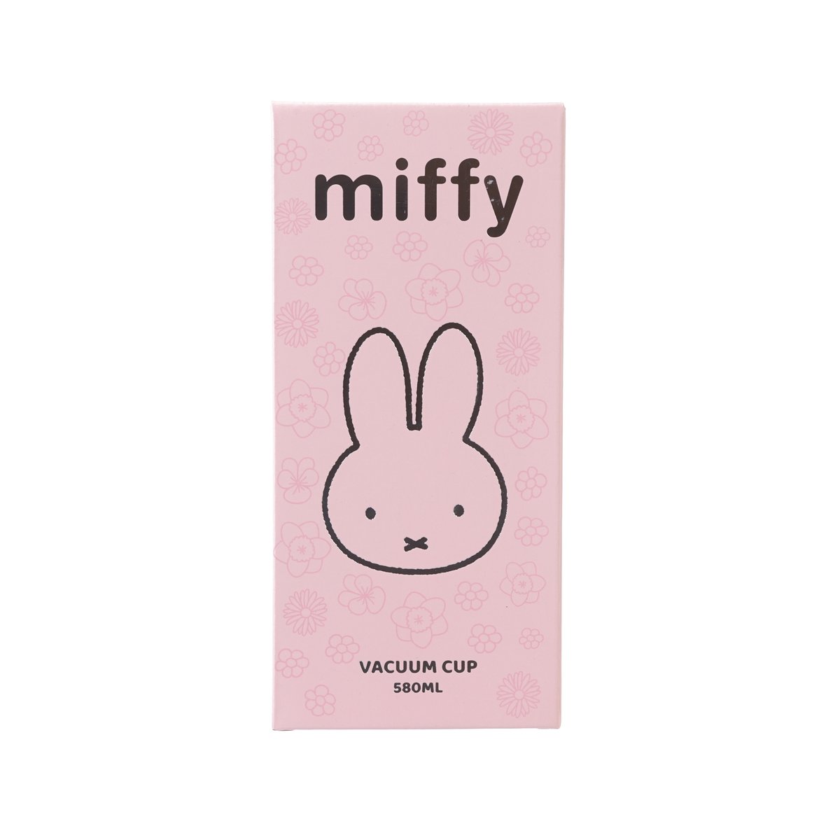 Pink miffy vacuum cup 580mL box with rabbit face and 'Vacuum Cup 580ML' text