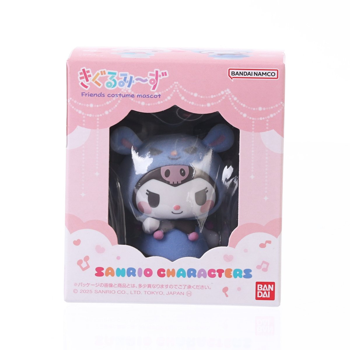 BANDAI Sanrio characters gum figure box, window showing a dark-blue character mascot